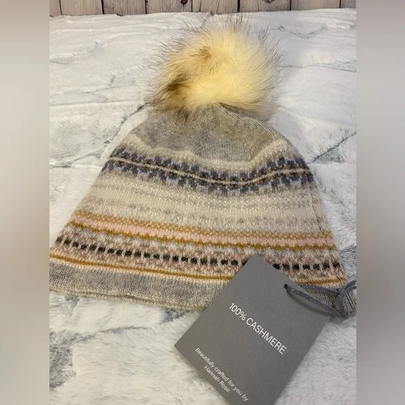 Hannah Rose Cashmere Soft Beige Beanie Hannah Rose Easy Ribbed Cashmere Beanie | ShopSimon main image 2